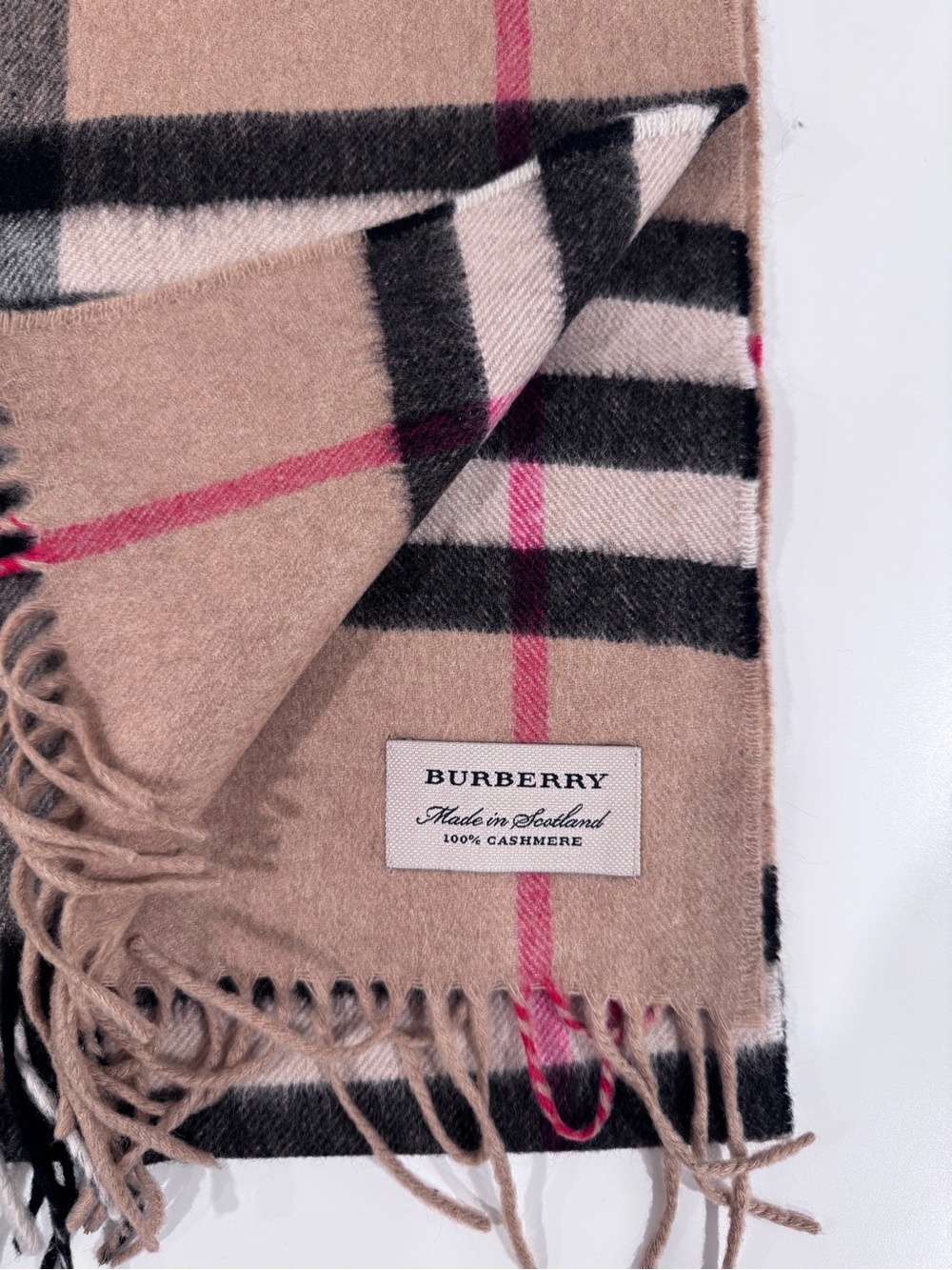 Burberry Original Classic Beige Check Cashmere Scarf